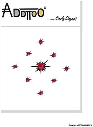 Addttoo Design Kit - 'Diva' - Black Star Bases &amp; Red Crystals. Crystal Adhesive Included.