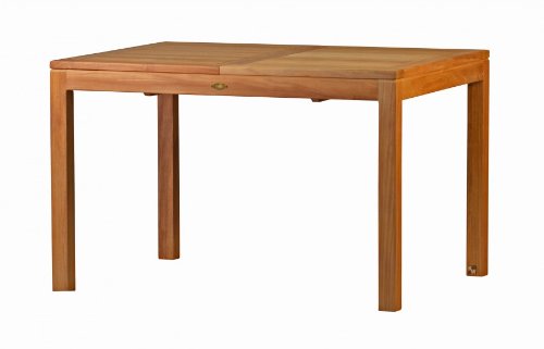 Moderner Teakholz Ausziehtisch „Notting Hill“ - 120 cm ausziehbar auf 170 cm - Hervorragende Holzqualität - Hochwertiges (Teak,-) Kernholz - Perfekt verarbeitet - Wetterfest - Teakholztisch, Terrassentisch Teak Gartentisch eckig - Holztisch für Garten, Balkon und Terrasse - Premiumtisch