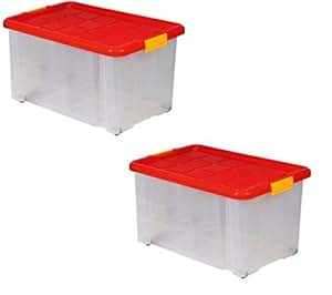 2 x Aufbewahrungsboxen aus Plastik, 60x40x30 cm, mit Deckel, Eurobox