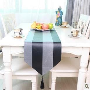 ZHUOQI Table Runners European Imitation Leather Black And Gray Phase Table Flag Bed Flag Striped Home Textile Tablecloths Linen Tablecloth 32*200