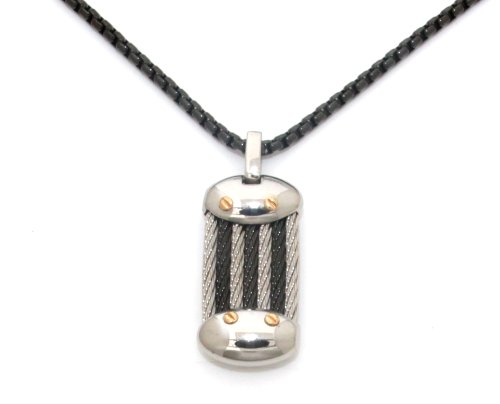 B-JOY – 3×1.5cm Anhänger herren gold 750 ( 18 karat ) mit Chirurgenstahl 316L für Herren, 50cm schwarz Kette in Chirurgenstahl 316L, PE-BJ-6718