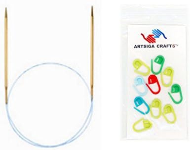 addi Bundle: Turbo Lace Circular 24-inch (60cm) Knitting Needle Size US 03 (3.25 mm) + 10 Artsiga Crafts Stitch Markers