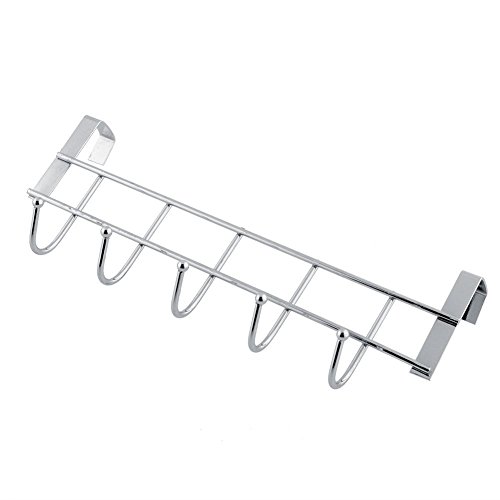 Bad Handtuch Halter Türhängeleiste, 5 Haken, Metall verchromt - 4