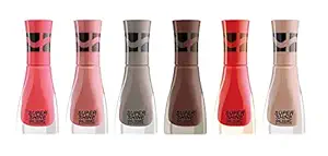 Glavon Qubee Super Dry 6 Unique Colors Nail Polish Polish for Girls, 12 ml Combo of Qubee Long Lash Mascara 8 Ml, Black [ Special Pack of 7 Items ]