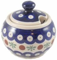 Polish Pottery Boleslawiec Sugar Bowl, Small, 0.15L in RED DOT pattern