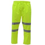 HSNMEY Pantalon Réfléchissant Imperméable Oxford 300D Résistant Bas Manche Elastique Velcro Cyclisme Travaux Inspection Pluie Tempête Aqua Autoroute Aéroports,Jaune L