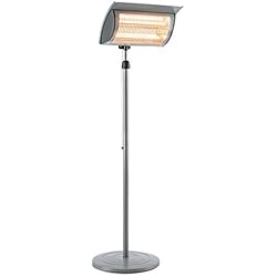 blumfeldt Heat Guard Focus - Chauffage de terrasse, Chauffage Infrarouge, IR ComfortHeat, 1000 ou 2000 W, Easy Control, Halogène, Hauteur réglable, Utilisation en extérieur, Gris