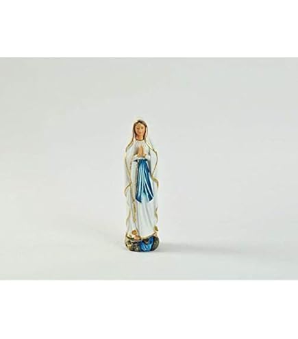 Statua Madonna Di Lourdes In Resina - 20 Cm - Articolo Religioso Per Devozione E Decorazione