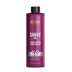 Streax Professional Canvoline Keratin Treatment 100ml, NO Formaldehyde Enriched With Ceramide Mimic Molecules Vitamin -E Baobab Oil