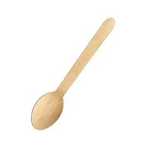 San Pareil Wooden, Disposable Biodegradable, Eco Friendly Tea Spoon for Parties, Office and Travel Usage - Small Size, 14 Cm Length, Set of 100 Pieces (Beige).