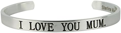 Sterlina Mi Milano Sentimental Meaningful Message Sentiment Bangle Bracelet Gift I Love You Mum,Silver