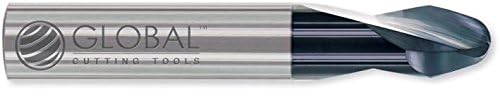 Global Cutting Tools RCJ-101 10.0° Carbide Runner Cutter - 2 Flute x 3/32'' Tip x 3/16'' Shank x 0.308'' Length of Cut x 2'' Overall Length w/ Ball End &amp; AlTiN-X Nano Coating