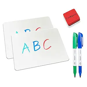 Lifekrafts Dry Erase Lap Boards| Size (9x12) inches, Pack of 2 | includes 2 Lap boards, 2 Marker Pens, 1 Eraser| Interactive Learning Single Sided White Board for Kids, Adults, Students, Teachers, Tutorial, Reusable, Durable, Portable