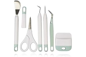 BEASERT Craft Vinyl Weeding Tools Set Basic Tools Set Vinyl Scraper Spatula Tweezers Scissors Hook Weeder Crafting Tools Kit for Cricut Weeding Silhouette Siser Oracal Sewing, 6pcs Mint Color