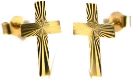 Child's Diamond Cut Cross Stud Earring - 9ct Gold