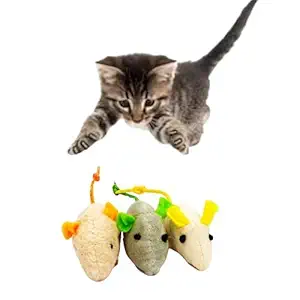 Pooch Box 3Pcs Creative Pet Cat Toys Fur Plush Fake Mouse Kitten Cat Playing Toy - Color May Vary