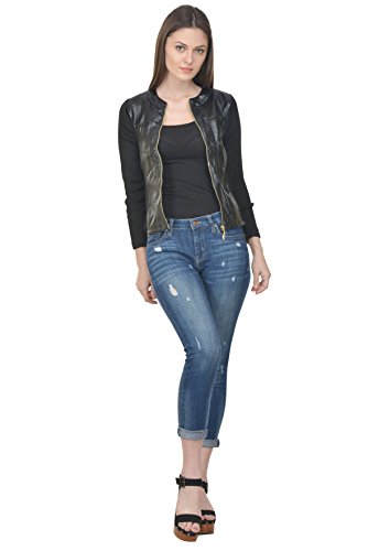 Raabta Black Faux Leather Jacket with Rib RS.499 (66.00% Off) - Amazon
