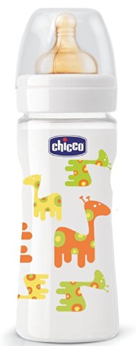 CHICCO BABY NATURE GLASS LATEX FEEDING BOTTLE 240ml BPA 0%