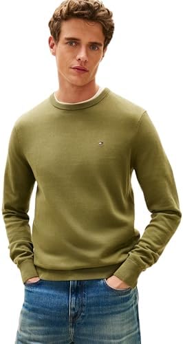 Tommy Hilfiger Essential Ssnl Cotton Crew Neck Mw0mw39999 Pullover, Green (Dark Artichoke), XL Uomo
