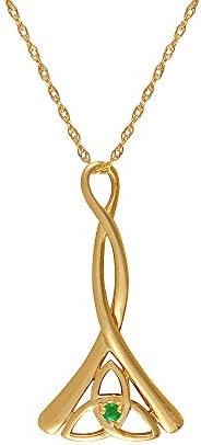 Ivy Gems 9ct Yellow Gold Emerald Celtic Knot Pendant on a  Prince of Wales Chain of Length 46cm