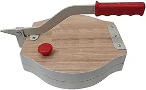 MOXABHI IMPEX Heavy Quality Plywood Puri Maker Press Machine with Handle, Manual Roti Press, Papad/Khakhra/Chapati Maker- Round papad-Puri, Wooden Board Papad-Puri with Iron Handle