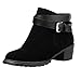 Produktbild Junjie Nenu Herbst Winter Elegante Stiefel,Arbeiten Sie Kurze Knöchel-Stiefel der Frauen Schnallen-Bügel Mittlere Ferse Winter Römische Schuhe Buckle Square Heel Größe Größe Coffee Schwarz Rot