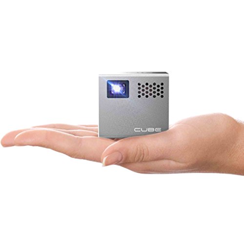 RIF6 Cube 2-Zoll-Handy-Projektor mit 20.000 Stunden LED-Licht und 120-Zoll-Display, tragbar, wiederaufladbar, beinhaltet HDMI-Kabel und Stativ