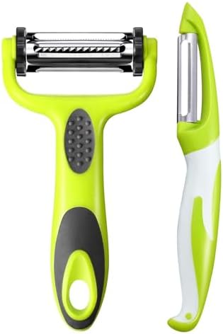 KOOSREEL 3 in 1 Econome a Julienne, Pelapatate per frutta e verdura, pelapatate con manico antiscivolo è ideale per sbucciare patate, carote e vari frutti e verdure