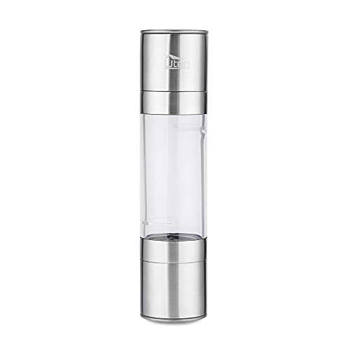 Uten neu 2 in 1 handliche Edelstahl Salzmühle und Pfeffermühle mit verstellbarem Keramikmahlwerk-BPA frei für getrocknete Kräuter… - 5