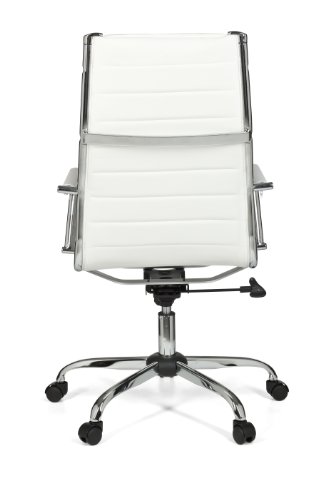 AMSTYLE Bürostuhl GENF 1 Bezug Kunstleder Weiß Design Schreibtischstuhl XXL 110kg Chefsessel höhenverstellbar Drehstuhl ergonomisch mit Armlehnen Rücken-Lehne Wippfunktion verstellbar Schalensitz hoch - 