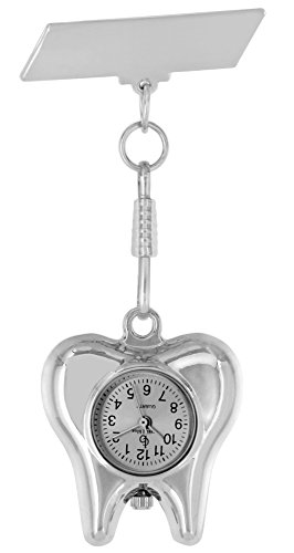 Pacific Time Schwesternuhr Krankenschwesteruhr Pulsuhr Kitteluhr Pflegeuhr Nurse Watch Analog Quarz silber Zahn 20145