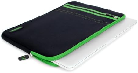 COOL BANANAS Sleeve Water-Resistant Neoprene Case For MacBook Pro 15 Inch Retina Display Soft, Slim And Perfectly Fitted Laptop-Case Additional Zipper Pocket For Accessories Color Black / Green