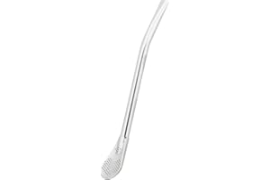 caáMate Bombilla ● Mate Tee Sieb Trinkhalm in Löffelform ● Edelstahl 16cm Spülmaschinenfest ● Das Original (Silber)