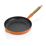 Le Creuset Sartén baja de hierro colado esmatado con mango de madera, 24...