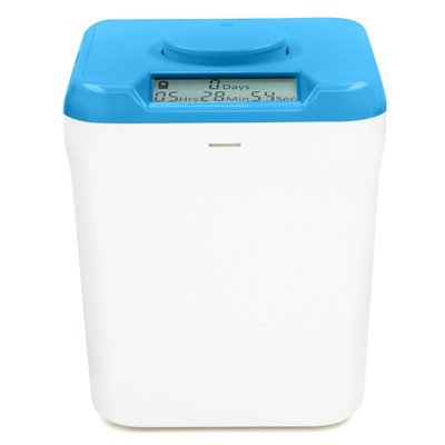 Kitchen Safe: Verschließbarer Behälter mit Zeitschaltuhr (Blue Lid + White Base) - 5.5" Height