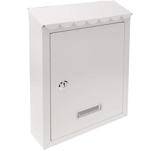 PrimeMatik - Boîte aux Lettres métallique coloré Blanc pour Mur 210 x 60 x 300 mm