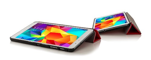 ForeFront Cases® Neue Leder Hülle / Tasche / Case / Cover für Samsung Galaxy Tab 4 8.0 T330 – Rundum-Geräteschutz und intelligente Auto-Sleep-Wake-Funktion mit 3-JAHRES-GARANTIE VON FOREFRONT CASES – inkl. Eingabestift und Displayschutz - 5