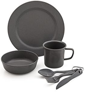 Camp Mess Kit. Premium Eco-Friendly, Bamboo Fiber, Biodegradable Camp Mess Kit. Lightweight, Practical, Perfect For Boys and Girls Scout Trips, School Camps, Family Vacations, Hiking and Backpacking. (Storm Grey)