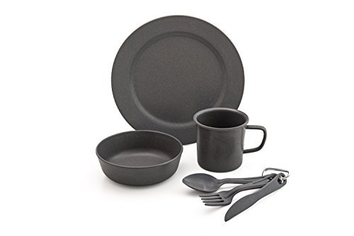 Camp Mess Kit. Premium Eco-Friendly, Bamboo Fiber, Biodegradable Camp Mess Kit. Lightweight, Practical, Perfect For Boys and Girls Scout Trips, School Camps, Family Vacations, Hiking and Backpacking. (Storm Grey)