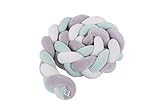 HB.YE Bettumrandung Kinderbett Baby Krippe Baby Nestchen Weben Bettumrandung Kantenschutz Kopfschutz für Babybett Bettausstattung Kinderbett Stoßstange (200cm, Grau&Weiß&Mintgrün)