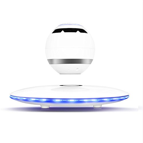 Preisvergleich Produktbild NSOP Magnetische Levitation Drahtlose Bluetooth-Lautsprecher, Touch-Taste Maglev LED-Blitz Drahtlos Schwimmende Lautsprecher mit Mikrofon,White