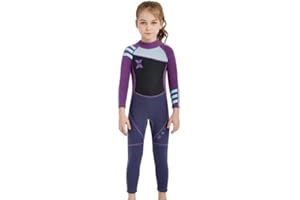 FEOYA Combinaison de Plongée Enfant Fille Néoprène 2.5MM Manches Longues Age 3-9 Ans pour Plongée Natation Activités Aquatiques