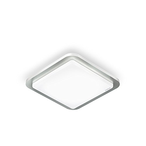 Steinel Sensor Innenleuchte RS LED D2 EVO, Deckenleuchte mit gebürstetem Edelstahlrahmen, 11 Watt Steinel LEDs mit 600 lm, unsichtbarer Bewegungsmelder mit 360° Hochfrequenz-Sensor und 3 - 8 m Reichweite, ideale LED Lampe für Flure, Dielen, Treppenhäuser und Bäder, 007928[Energieklasse A++]