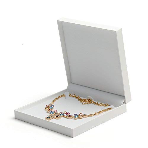 Preisvergleich Produktbild Oirlv Weißer Kunstleder Papier Schmuck Geschenk Box Halskette Box Schmuck Lagerung