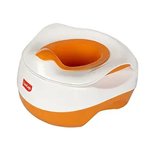 LuvLap 3-in-1 Potty Trainer Seat for Babies, Potty Seat, Potty Training & Step Stool, for 1 year+ Babies, Detachable Potty Bowl, Suitable for Boy / Girl (Orange)