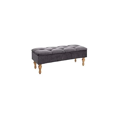Atmosphera - 2 en 1 Banc et Coffre en Velours Gris H 41 cm Atelier d'hiver