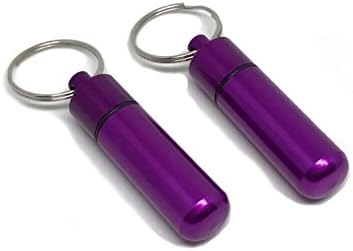 2 * Mini pillbox made of aluminium with keyring / waterproof, for storing small items such as tablets or pills / also makes a lovely gift tat. Size 5.2 cm * 1.4 cm. Colour: purple