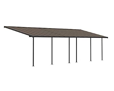 Palram Capri Pergola Adossée Aluminium Et Polycarbonate 3x10, pour Couvrir Une Terrasse Toute L'année - Garantie 7 Ans (28.9m², Gris Bronze)