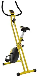 IRIS Fitness Foldable Exercise Bike 1.5 KG Cast Iron Flywheel 220 lbs Capacity Home Sport Exercise, Black and Yellow