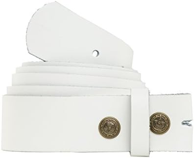 Shenky Genuine leather belt without buckle - Interchangeable - Made in Germany - Width 4cm - White - Waist Size 120cm = Total Length 130cm